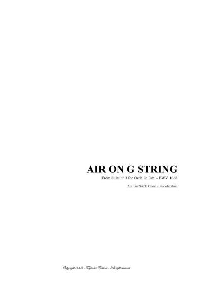 AIR ON THE G STRING- Arr. for SATB Choir in vocalization