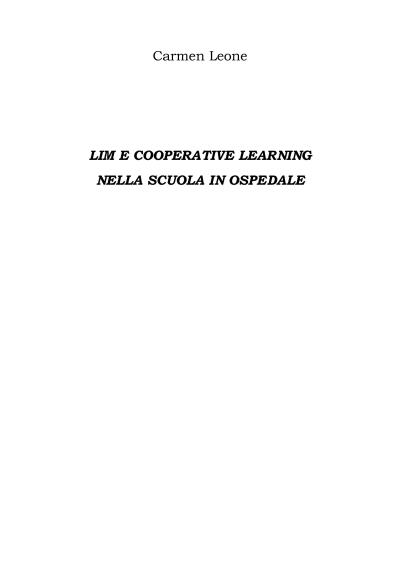 Lim e cooperative learning Nella scuola in ospedale