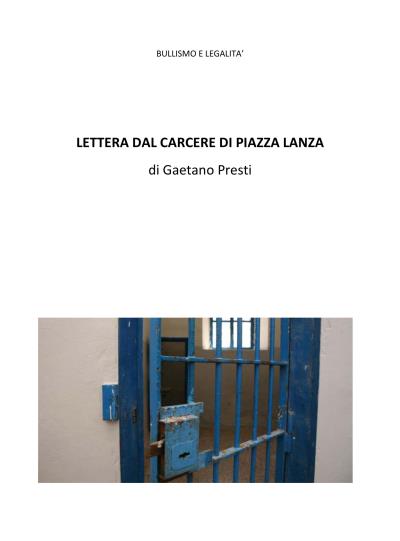 Bullismo e legalità - Lettera dal carcere di Piazza Lanza