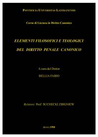 Elementi filosofici e teologici del diritto penale canonico