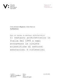 Il restauro architettonico in Italia dal 1945 a oggi attraverso le riviste scientifiche di settore: annotazioni e riflessioni