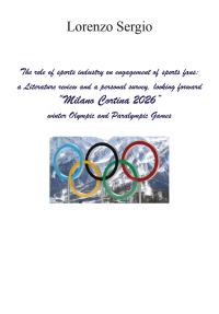 The role of sports industry on engagement of sports fans: a Literature review and a  personal survey, looking forward "Milano Cortina 2026" winter Olympic and Paralympic Games